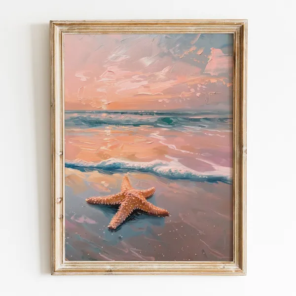 Starfish Coastal Art Print, Preppy Beachy Decor