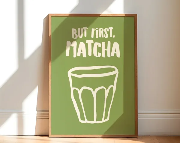 Matcha Latte Print, Modern Kitchen Wall Art