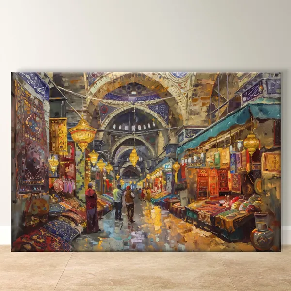 Grand Bazaar Istanbul Travel Poster, Market Scene
