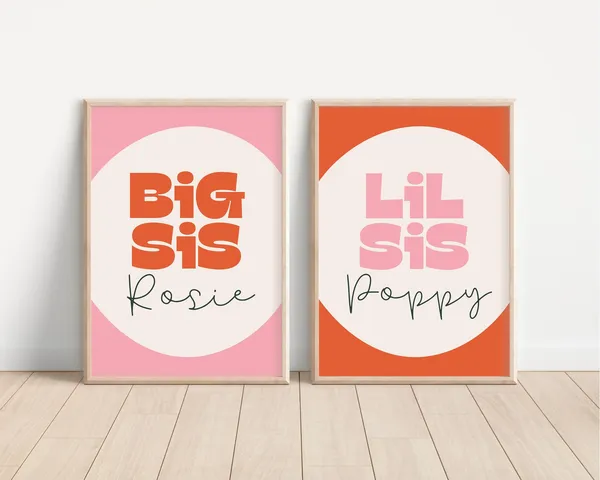 Sibling Print Bundle, Funky Retro Font Poster