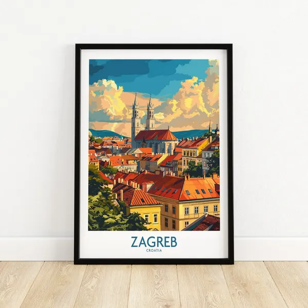 Zagreb Travel Poster, Croatia Art Print