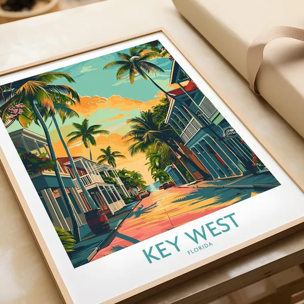Key West Travel Poster, Florida Wall Art Print