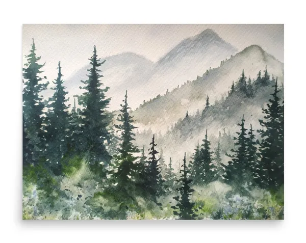 Appalachian Mountains Watercolor Art Print, Smoky Peaks