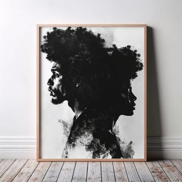 African Black Illustration Modern Art Print