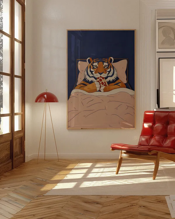 Tiger Poster, Retro Mid-Century Modern Art Print
