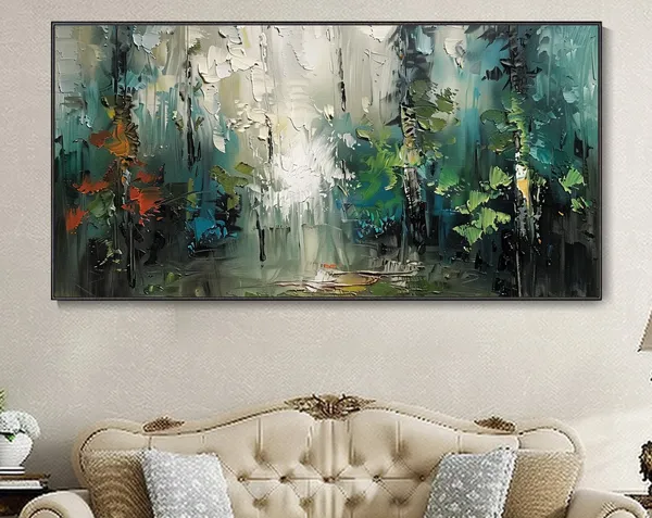Abstract Forest Tree Custom Wall Art Print, Living Room Decor