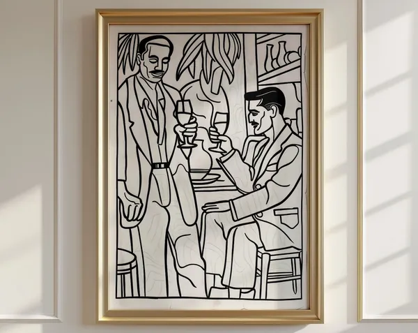 Dapper Men Line Art Vintage Bar Wall Art