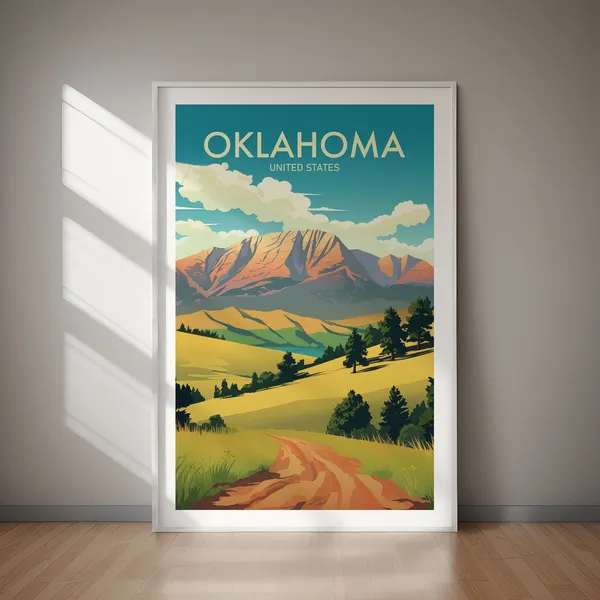 Oklahoma Us State Travel Poster, Art Print