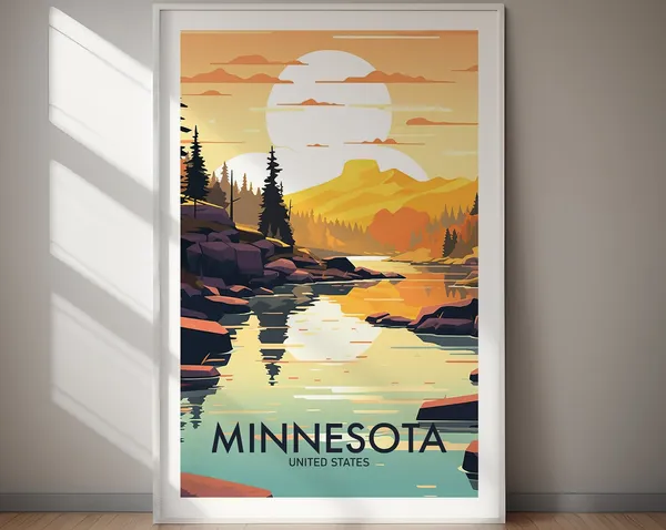 Minnesota Travel Poster, USA Wall Art Print