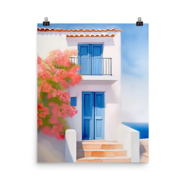Skiathos Watercolor Print, Greek Island Travel Poster