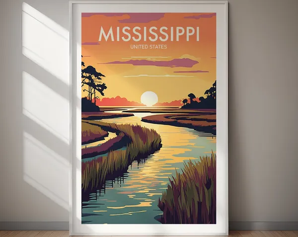 Mississippi United States Travel Poster, Travel Art