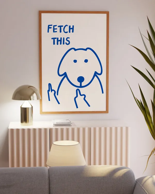 Fetch This Dog Art Print, Y2K Funny Dog Decor