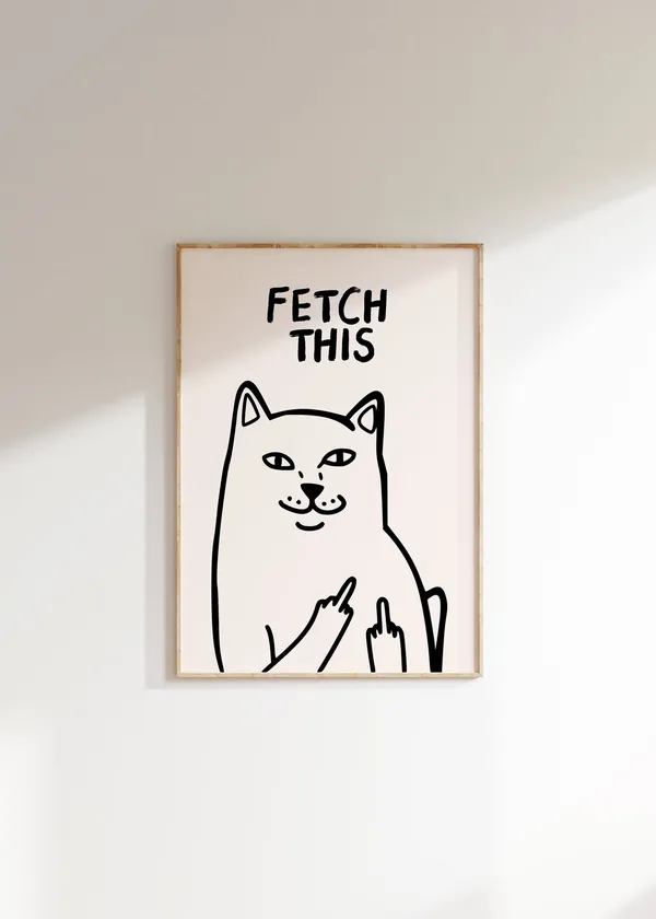 Fetch This Dog Art Print, Y2K Funny Animal Decor