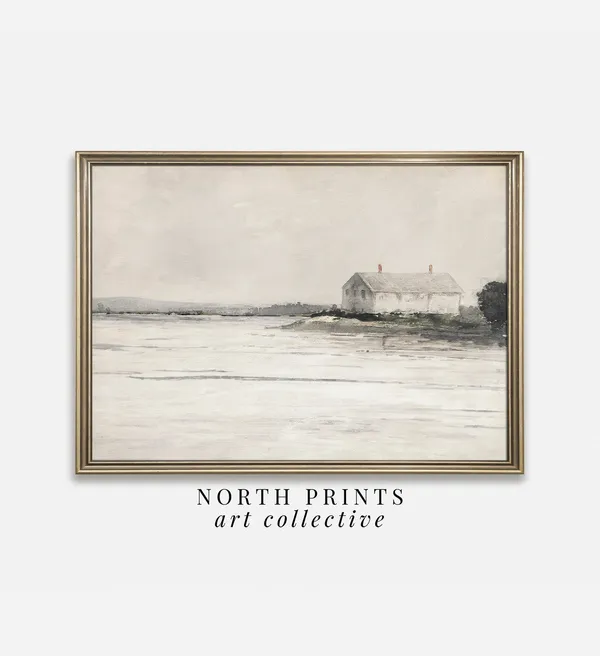 Lake House Vintage Coastal Neutral Art Print