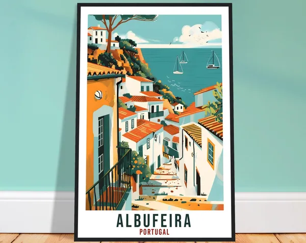 Albufeira Travel Poster, Portugal Landmark Artwork
