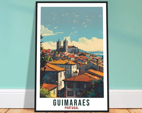Guimaraes Portugal Travel Poster, Landmark Artwork