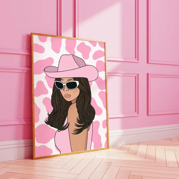 Cowgirl Cowboy Hat Funky Fashion Art Print