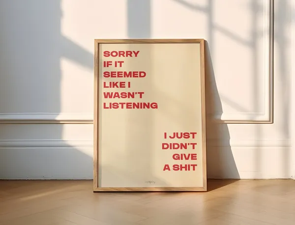 I Just Didn't Give a Shit Funny Minimalist Art Print