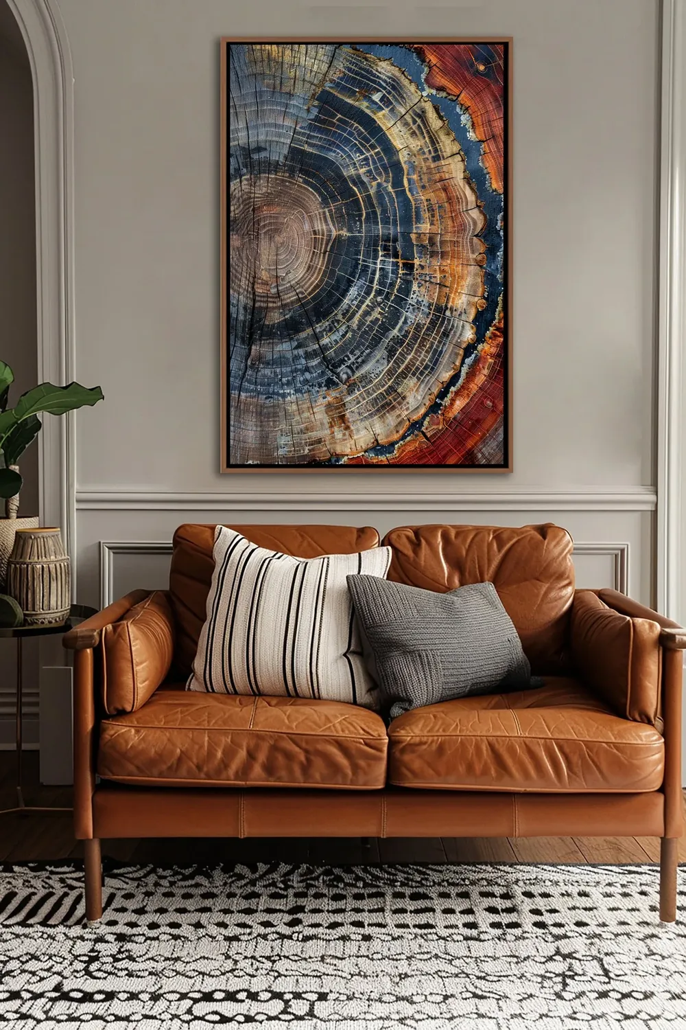 Blue and Copper Tree Ring Cross Section Abstract Nature Art Print - Image 5