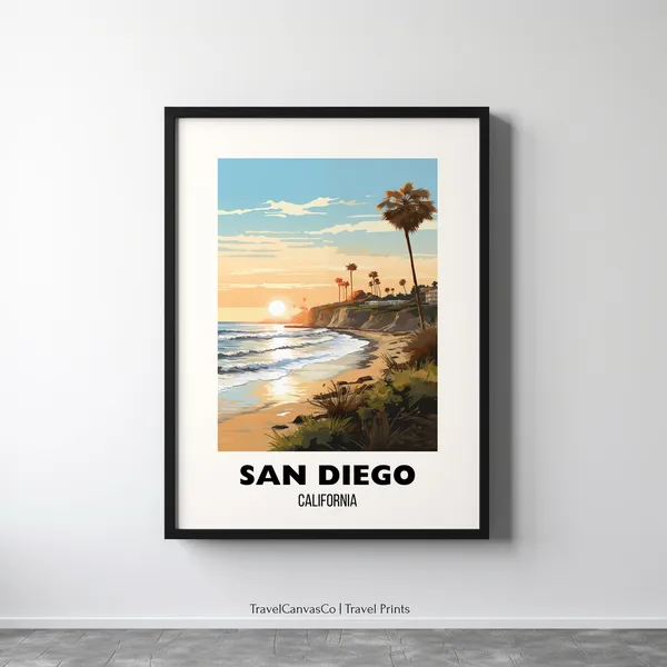 San Diego Retro City Travel Poster Print