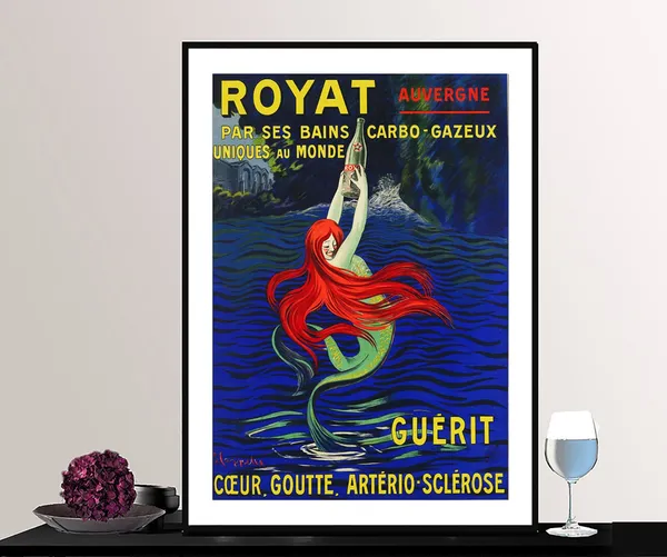 Royat Auvergne Vintage Travel Poster, Beverage Theme