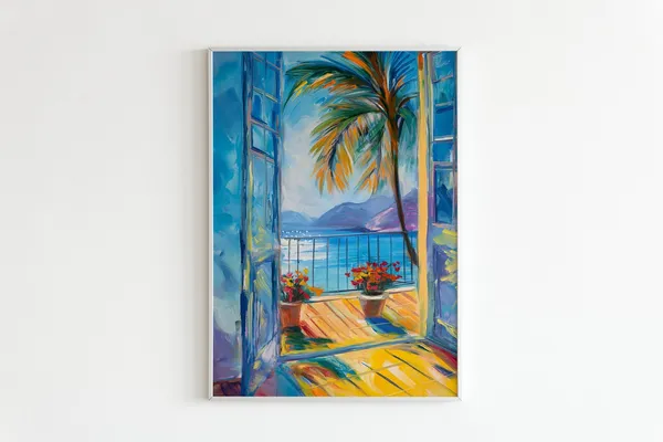 Matisse Open Window Tropical Palm Tree Art Print
