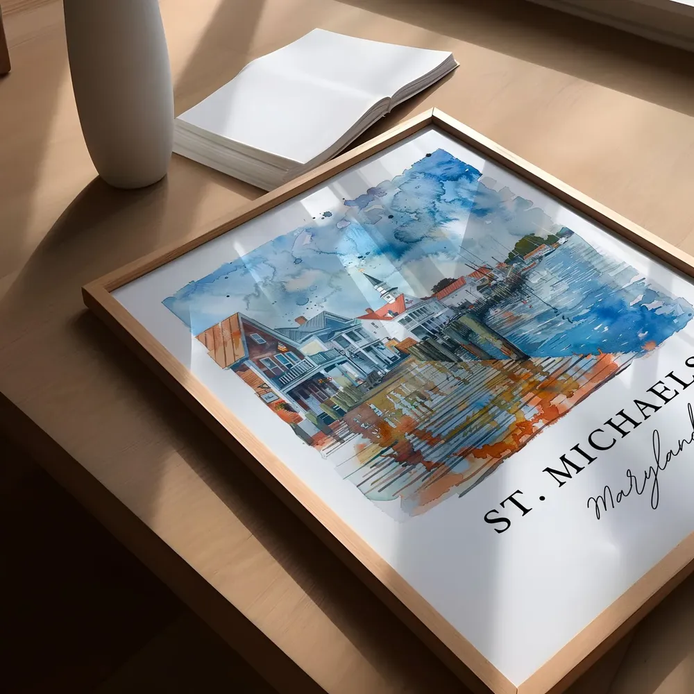 St Michaels Md Watercolor Travel Poster, Housewarming - Image 5