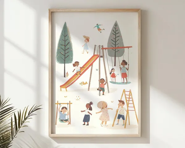 Playground Fun Children Playing Art Print for Nursery