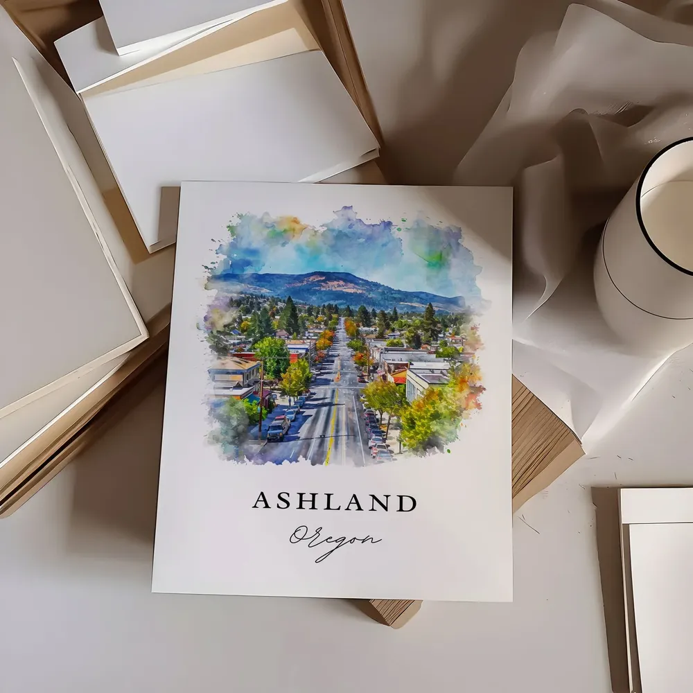 Ashland, Oregon Travel Poster, Custom Text - Image 6