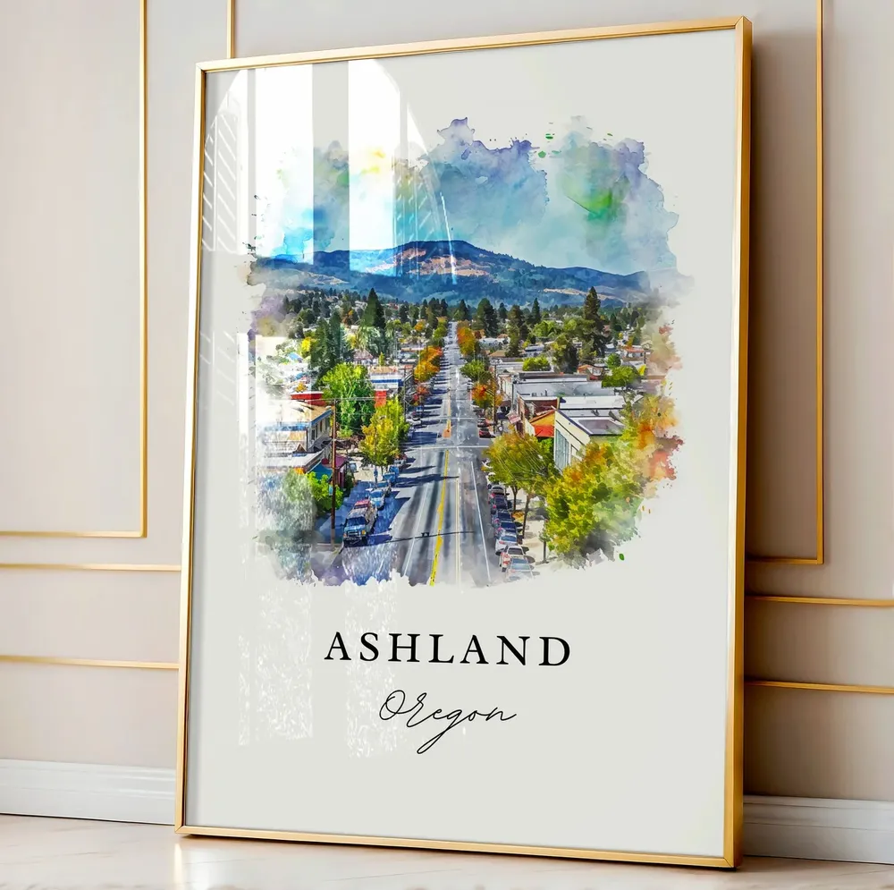 Ashland, Oregon Travel Poster, Custom Text - Image 4