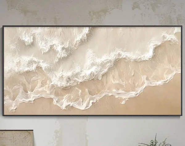 Sandstone Texture White Wave Abstract Wall Art Print