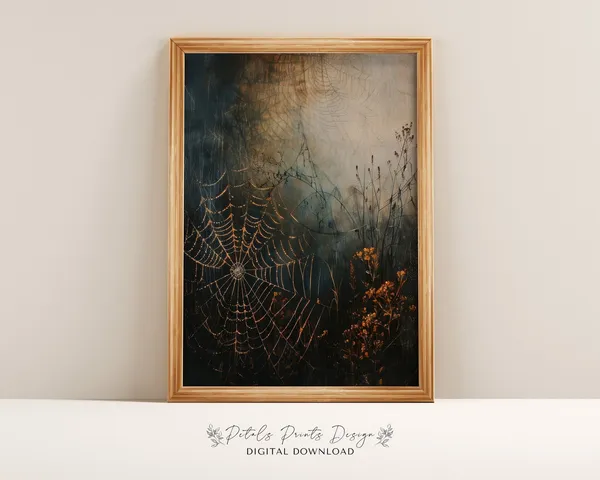 Halloween Webbing Rustic Vintage Wall Art Print