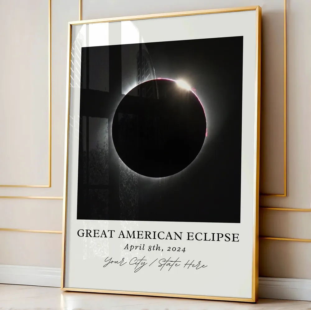 Solar Eclipse 2024 Custom Town Travel Poster - Image 4