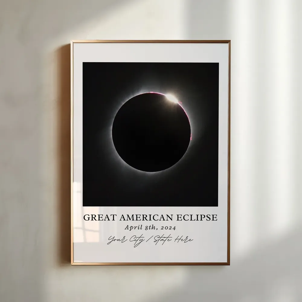 Solar Eclipse 2024 Custom Town Travel Poster