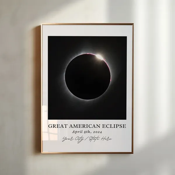 Solar Eclipse 2024 Custom Town Travel Poster