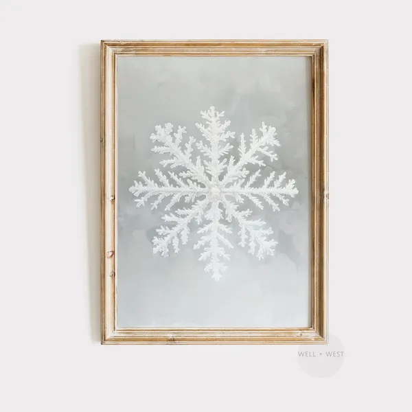 Snowflake Print, Vintage Holiday Farmhouse Decor