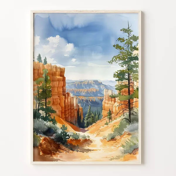Bryce Canyon Watercolor Painting Travel Poster