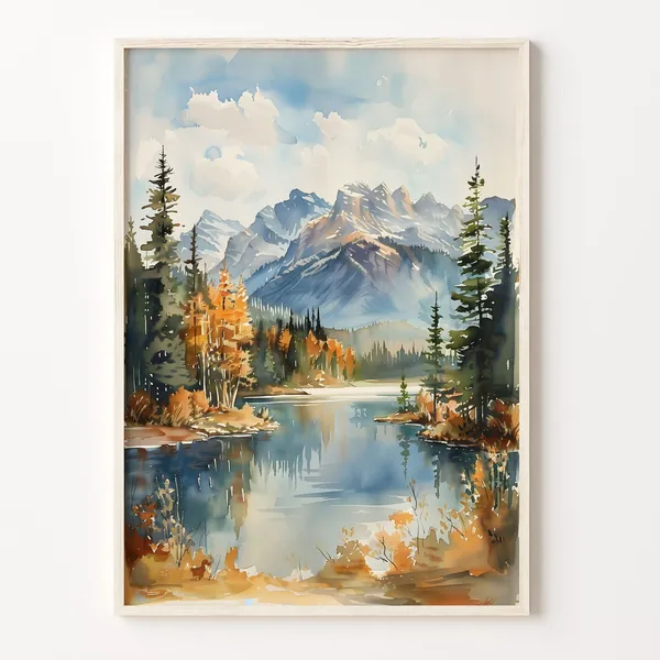 Jasper National Park Watercolor Art Print, Canada