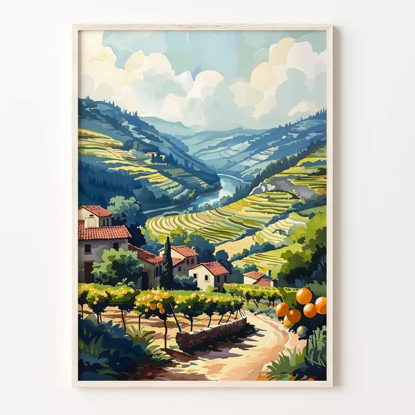 Douro Valley Watercolor Travel Poster, Art Print