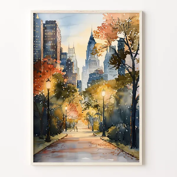 Minneapolis Watercolor Painting, Minnesota Travel Poster