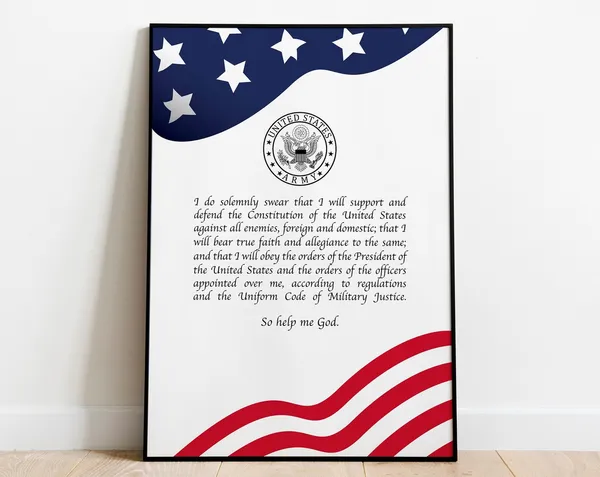 Oath Of Enlistment Art Print, US Military Gift