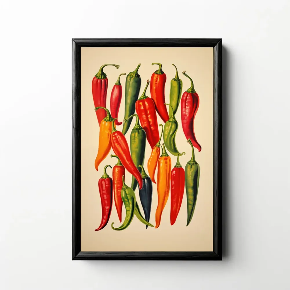 Vintage Chili Peppers Southwest Kitchen Art Print
