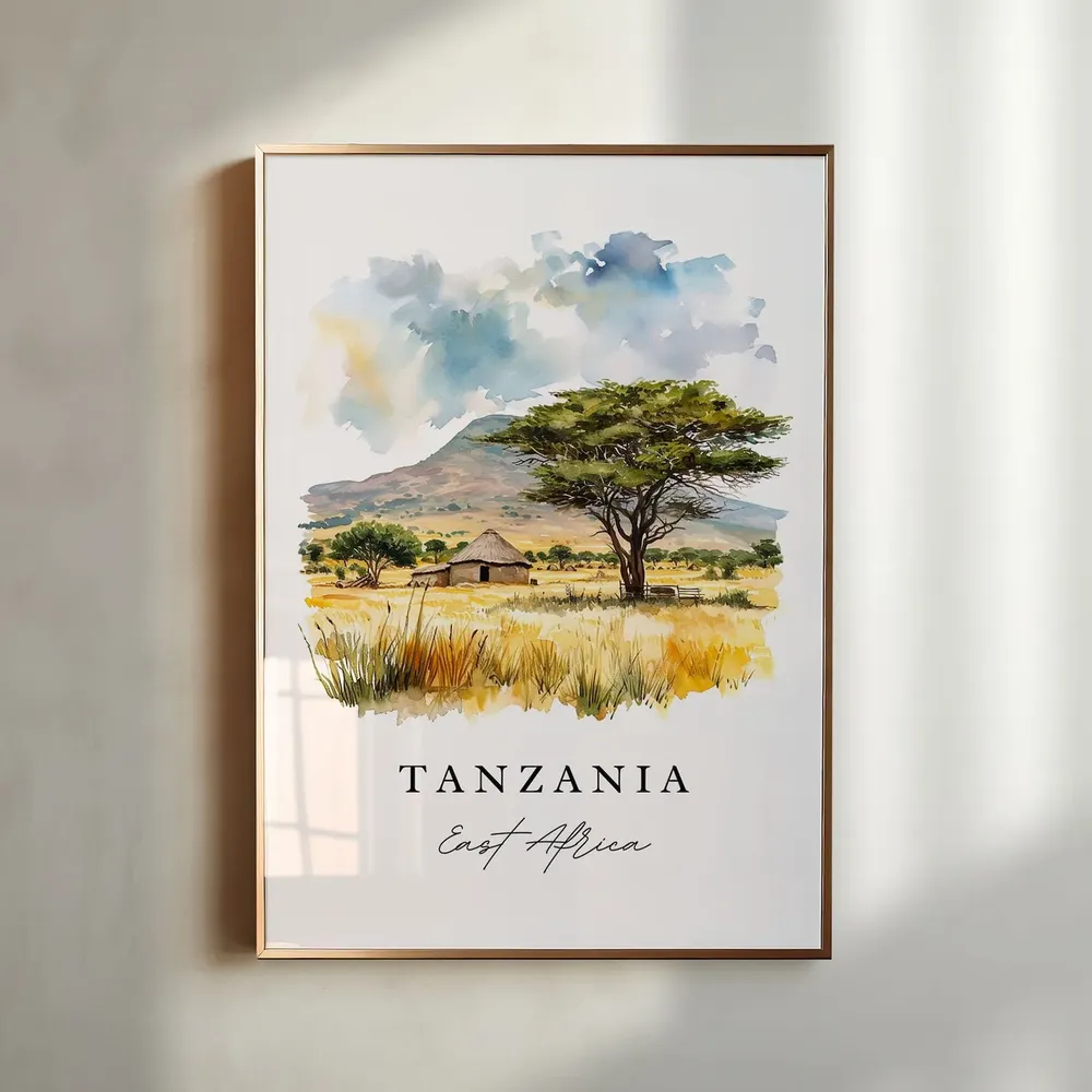 Tanzania Wall Art, East Africa Travel Poster