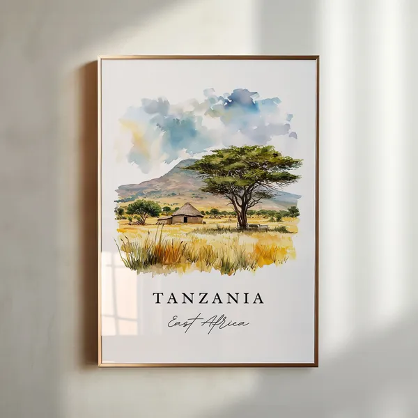 Tanzania Wall Art, East Africa Travel Poster