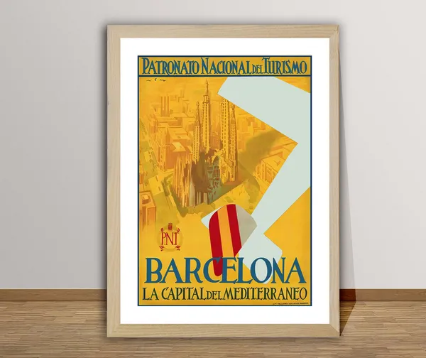 Barcelona Vintage Travel Poster, Spain Travel Poster