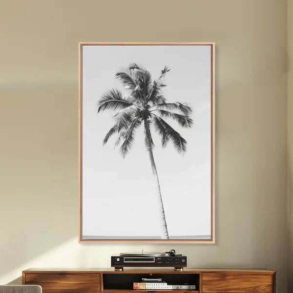 Palm Tree Minimalist Art Print, Black And White