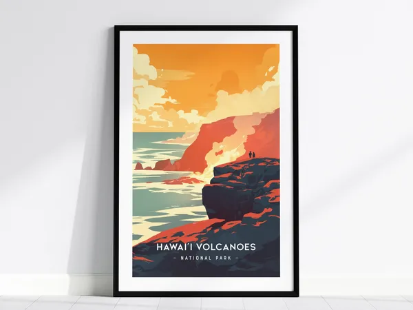 Hawaii Volcanoes National Park Minimalist Travel Poster