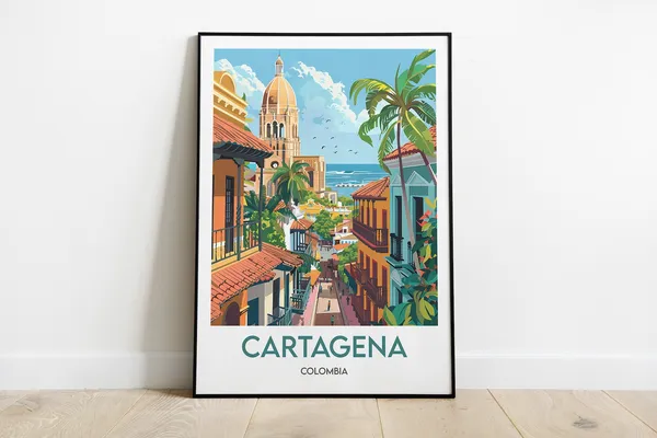 Cartagena Colombia Travel Poster, Latin America Art Print