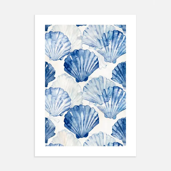 Summer Shell Print, Coastal Retro Seashell Art Print