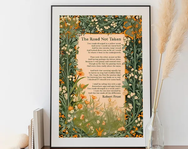 The Road Not Taken Floral Art Print, Robert Frost